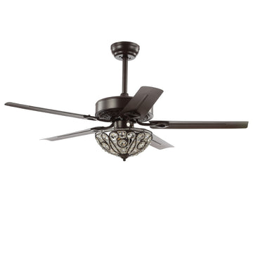 Ali 48" Wrought Iron LED Ceiling Fan With Remote - JONATHAN Y